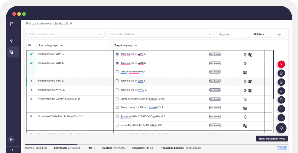 Übersetzung von Produktdaten